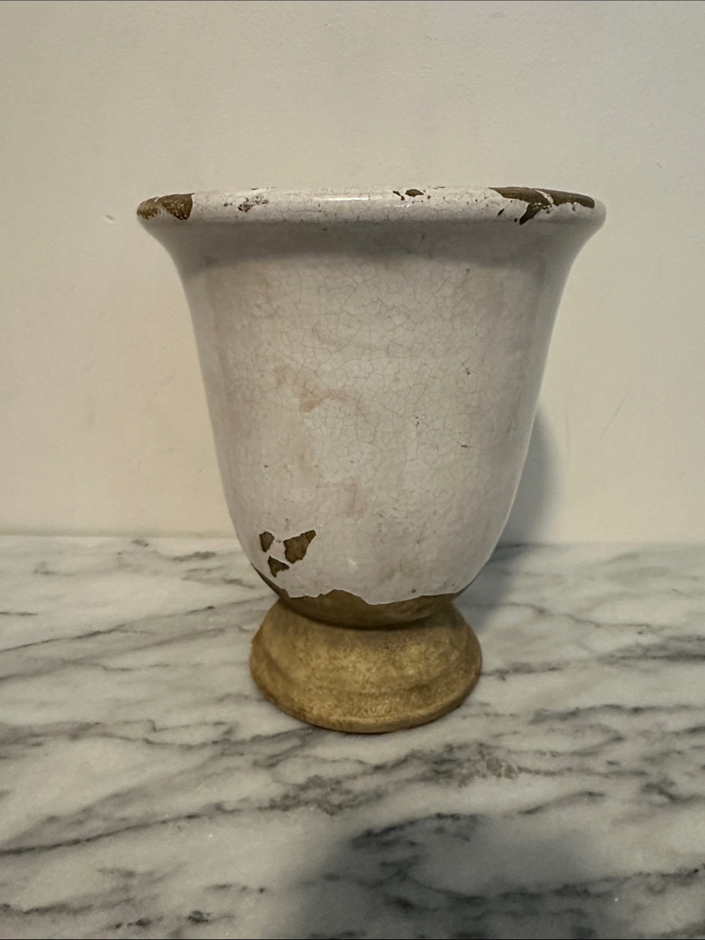 Pottery Barn Tuscan cache pot Crackle Glaze off White Ceramic Urn distressed
